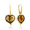 Leaf Motif Gilded Silver Amber Dangle Earrings, image 