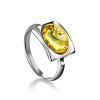 Luminous Lemon Amber Ring In Sterling Silver The Saturn, Ring Size: 6 / 16.5, image 