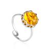 Amber With Fossil Midge Adjustable Ring The Clio, Ring Size: Adjustable, image 