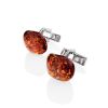 Silver Cufflinks With Cognac Amber The Copenhagen, image 