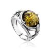 Statement Men's Ring With Green Amber In Sterling Silver The Cesar, Ring Size: / 22.5, image 