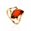 Gold-Plated Ring With Cognac Amber The Vesta, Ring Size: 12 / 21.5, image 