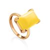 Geometric Gold Plated Silver Ring With Honey Amber Centerstone The Etude, Ring Size: 5.5 / 16, image 