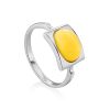Stylish Silver Ring With Honey Amber The Saturn, Ring Size: 6 / 16.5, image 