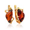 Cognac Amber Earrings In Gold-Plated Silver The Vesta, image 