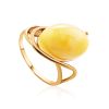 Oval Cut Amber Ring In Gold-Plated Silver The Sigma, Ring Size: 6 / 16.5, image 