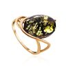 Wonderful Amber Ring In Gold-Plated Silver The Sigma, Ring Size: 12 / 21.5, image 