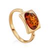 Golden Ring With Cognac Amber Stone The Saturn, Ring Size: 7 / 17.5, image 