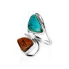 Ethnic Style Wood And Larimar Ring The Bella Terra, Ring Size: Adjustable, image 