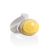 Exclusive White Leather Flexible Ring With Natural Amber, Ring Size: Adjustable, image 