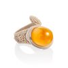 Safari Style Leather Ring With Natural Amber Centerstone, Ring Size: Adjustable, image 