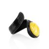 Flexible Leather Ring With Natural Amber Centerstone, Ring Size: Adjustable, image 