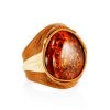 Fabulous Cognac Amber In Leather Ring, Ring Size: Adjustable, image 