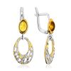 Fashionable Lemon Colored Amber Dangle Earrings, image 