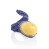 Boho Chic Lilac Leather Ring With Amber Centerstone, Ring Size: Adjustable, image 