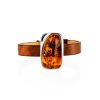Ethnic Style Leather Bracelet With Cognac Colored Amber, image 