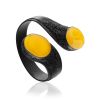 Designer Dark Leather Bracelet With Honey Colored Amber, image 