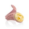 Pinkish Leather Ring With Amber Centerstone, Ring Size: Adjustable, image 