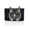Rock Style Leather Bracelet With Owl Motif Detail, image 