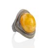 Gorgeous Ethnic Style Amber In Leather Ring, Ring Size: Adjustable, image 
