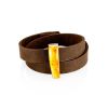 Stylish Leather Bracelet With Amber And Wood, image 