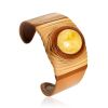 Wide Brown Leather Cuff Bracelet With Amber, image 