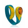 Mix Color Leather Cuff Bracelet With Natural Amber, image 