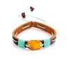 Playful Design Amber In Leather Slider Bracelet, image 