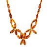 Floral Motif Cognac Amber Choker Necklace, image 