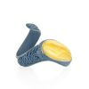 Exclusive Blue Leather Ring With Amber Centerstone, Ring Size: Adjustable, image 