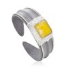 Designer Amber In Leather Cuff Bracelet, image 