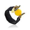Designer Beaded Ring With Natural Amber The Link, Ring Size: 9 / 19, image 