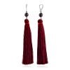 Flamboyant Design Garnet Earrings With Silk Tassels, image 