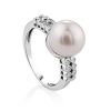 Ultra Stylish Pearl Ring With Crystals, Ring Size: 6.5 / 17, image 