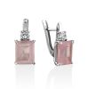 Geometric Design Pink Quartz Earrings, image 