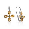 Cross Motif Citrine Earrings, image 
