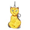 Cute Amber Cat Pendant, image 