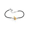 Playful Design Rubber Bracelet With Cute Gilded Plane And Natural Amber, image 