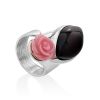 Floral Motif Amber Cocktail Ring With Oyster Shell, Ring Size: Adjustable, image 
