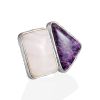 Bold Geometric Design Ring With Charoite And Aragonite The Bella Terra, Ring Size: Adjustable, image 