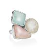Charming Cluster Design Ring With Chalcedony, Natrolite And Pink Quartz The Bella Terra, Ring Size: Adjustable, image 