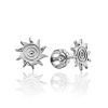 Sun Shaped Sterling Silver Stud Earrings, image 