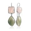 Ultra Chic Asymmetric Earrings With Quartz And Actinolite The Bella Terra, image 