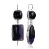 Asymmetric Design Charoite And Onyx Earrings The Bella Terra, image 