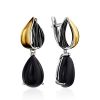 Gorgeous Black Agate Dangle Earrings, image 