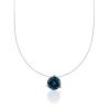 Minimalist Invisible Line Necklace With Blue Topaz Stone, Length: 42, image 