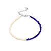 Two Tone Bracelet With Pearl And Blue Spinel The Link, image 