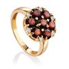 Elegant Floral Motif Garnet Ring, Ring Size: 7 / 17.5, image 