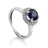 Refined Blue Corundum Ring With Crystals, Ring Size: 6 / 16.5, image 