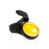 Dark Leather Amber Ring The Nefertiti, Ring Size: Adjustable, image 